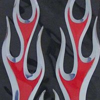 Plastická samolepka - plameny, chrom - červená, 2 ks 