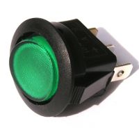 Přepínač podsvětlený - kulatý, zelený 