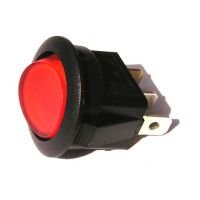Přepínač podsvětlený - kulatý, červený 