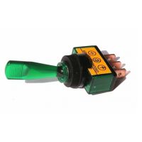 Přepínač podsvětlený - pákový, zelený 