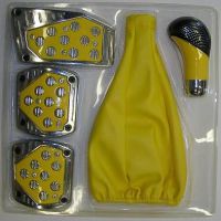 Interiérová sada PILOT, 5-ti dílná, chrom/žlutá/karbon 