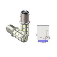 Červená LED SMD žárovka s paticí BA15D, dvoupólová, 18ks supersvítivých SMD diod, 1ks 