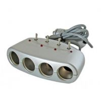 Rozbočovač do auta - rozčtyřka s přepínači SILVER, 12V 