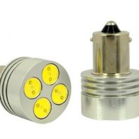 Bílá SMD LED žárovka s paticí BA15S, jednopólová, 4ks HIGH POWER SMD diod, 1ks  