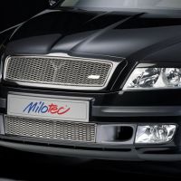 Milotec mřížka nárazníku s bočním sáním - ABS stříbrný matný, mřížka - nerez, Škoda Octavia II 