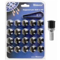 Krytky na kolové šrouby - chromové 20ks, klíč 19 