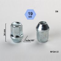 Kolová matice M12x1,5 uzavřená, dosedací plocha kužel