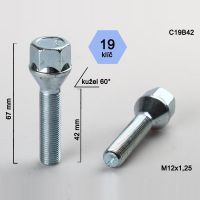 Kolový šroub M12x1,25x42, dosedací plocha kužel