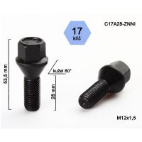 Kolový šroub M12x1,5x28, dosedací plocha kužel (černý) 