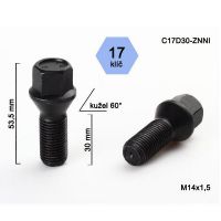 Kolový šroub M14x1,5x30, dosedací plocha kužel (černý) 