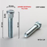 Kolový šteft M12x1,25x62, průměr tisícihranu 14,3 mm 