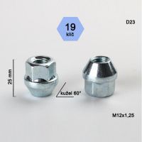 Matice M12x1,25 kužel otevřená, klíč 19; výška 25 
