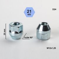 Matice M12x1,25 kužel, otevřená, klíč 21; výška 25 