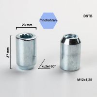 Matice M12x1,25 kužel s vnitřním mnohohranem; výška 37, vnější průměr 23  