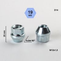 Matice M12x1,5 kužel otevřená, klíč 19; výška 25  