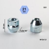 Matice M12x1,5 kužel, otevřená, klíč 21; výška 25  
