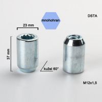 Matice M12x1,5 kužel s vnitřním mnohohranem; výška 37, vnější průměr 23  