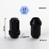 Matice M12x1,5 kužel uzavřená odlehčená, klíč 17, černá,výška 40  