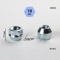 Matice M14x2 kužel otevřená, klíč 19, výška 17  