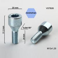 Šroub M12x1,25x26 kužel s vnitřním mnohohranem, průměr hlavy 23mm výška 51,5  