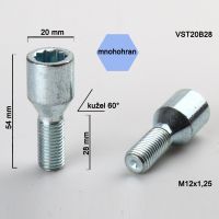 Šroub M12x1,25x28 kužel s vnitřním mnohohranem, průměr hlavy 20mm, výška 54  