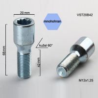 Šroub M12x1,25x42 kužel s vnitřním mnohohranem, průměr hlavy 20mm, výška 68  