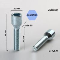 Šroub M12x1,25x50 kužel s vnitřním mnohohranem, průměr hlavy 20mm, výška 76  