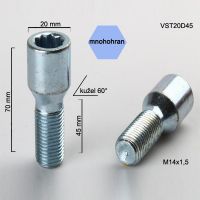 Šroub M14x1,5x45 kužel s vnitřním mnohohranem, průměr hlavy 20mm, výška 70  