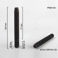 Šteft (svorník) M12x1,5x15/M12x1,25x77 oboustranný závit, černý, celk.délka 100  
