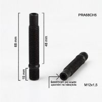 Šteft (svorník) M12x1,5x48+15 oboustranný závit, černý, celková délka 68 